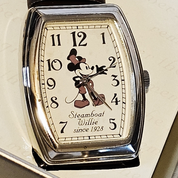 NIB NOS Disney Steamboat Willie Collectible Watch With Dark Brown Watchband - Picture 3 of 5